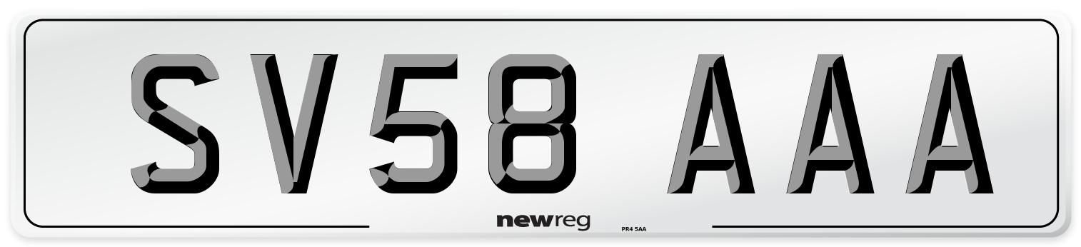 SV58 AAA Number Plate from New Reg